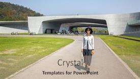  Presentation with sun and moon - Cool new presentation with traveling-woman-walk-at-xiangshan backdrop and a soft green colored foreground