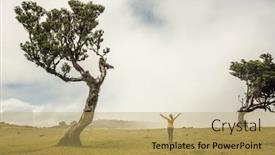  Presentation with power - Cool new presentation design with traveller-woman-feeling-the-power backdrop and a yellow colored foreground