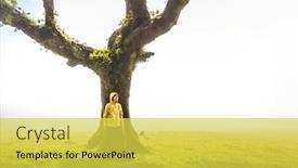  Presentation with power - PPT layouts with traveller-woman-feeling-the-power background and a yellow colored foreground