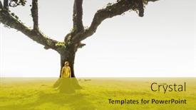  Presentation with power - Slides enhanced with traveller-woman-feeling-the-power background and a gold colored foreground