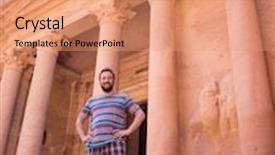  Presentation with petra - Slide deck featuring travellers visiting petra in jordan during summer trip background and a coral colored foreground