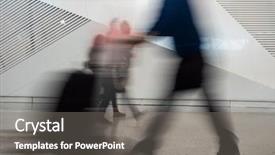  Presentation with airport terminal - Presentation theme consisting of travellers walking at the airport background and a gray colored foreground