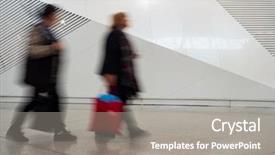  Presentation with information kiosk interactive terminal - PPT layouts having travellers walking at the airport background and a gray colored foreground