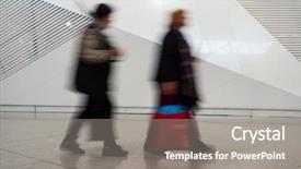  Presentation with airport terminal - Slide set with travellers walking at the airport background and a gray colored foreground