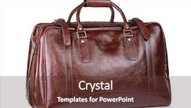  Presentation with luxury travel - PPT layouts enhanced with travelling bags - luxury leather travel bag isolated background and a tawny brown colored foreground