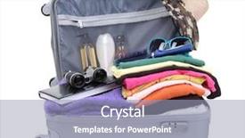  Presentation with silver fern black white flag - Colorful presentation theme enhanced with travelling bags - open silver suitcase with clothing backdrop and a light blue colored foreground