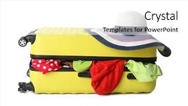  Presentation with traveler - Colorful PPT theme enhanced with travelling bags - traveler bag with clothes isolated backdrop and a white colored foreground