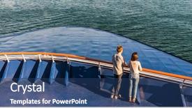  Presentation with honeymoon - PPT layouts featuring travelling ferrie - cruise travel people couple tourists background and a ocean colored foreground
