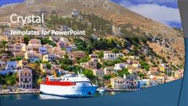  Presentation with green travel - Amazing presentation having travelling ferrie - travel in greece - ferry backdrop and a coral colored foreground