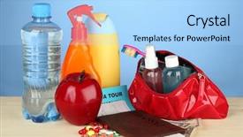  Presentation with surgical items - Presentation design having travelling items on color background background and a light blue colored foreground