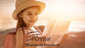  Presentation with cute - Theme consisting of travelling plans - cute little girl travels background and a coral colored foreground