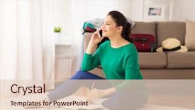  Presentation with passport travel - Slide set with travelling plans - vacation tourism travel and people background and a lemonade colored foreground