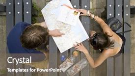  Presentation with pastries - Amazing presentation having travelling plans - young couple planning a trip backdrop and a violet colored foreground