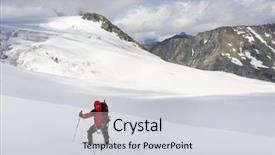  Presentation with beautiful mountains river lake sky nature - PPT theme enhanced with traverse - alpinist traversing mensu glacier background and a  colored foreground