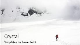  Presentation with glacier - Cool new PPT theme with traverse - alpinist traversing mensu glacier backdrop and a  colored foreground