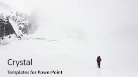  Presentation with beautiful mountains river lake sky nature - PPT theme featuring traverse - alpinist traversing mensu glacier background and a  colored foreground