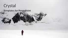  Presentation with beautiful mountains river lake sky nature - Beautiful PPT theme featuring traverse - alpinist traversing mensu glacier backdrop and a light gray colored foreground