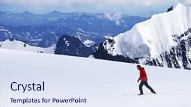  Presentation with beautiful mountains river lake sky nature - Cool new PPT theme with traverse - alpinist traversing mensu glacier backdrop and a  colored foreground