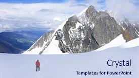 Presentation with education russian languages - Theme with traverse - alpinist traversing mensu glacier background and a sky blue colored foreground