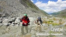  Presentation with valley of fire - PPT layouts having traverse - alpinists traversing akkem valley background and a mint green colored foreground