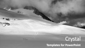  Presentation with beautiful mountains river lake sky nature - PPT layouts having traverse - alpinists traversing mensu glacier background and a gray colored foreground