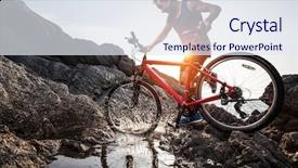  Presentation with rocky - Colorful presentation design enhanced with traverse - athlete crossing rocky terrain backdrop and a sky blue colored foreground