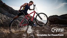 Presentation with rustic purple floral rock water - Colorful slide set enhanced with traverse - athlete crossing rocky terrain backdrop and a tawny brown colored foreground