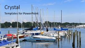  Presentation with lake - Colorful slide deck enhanced with traverse - harbor in holland michigan backdrop and a light blue colored foreground