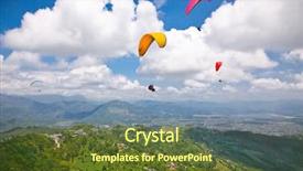  Presentation with flying - PPT theme consisting of traverse - paraglider flying against the himalayas background and a tawny brown colored foreground