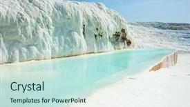  Presentation with blue - Slide set consisting of travertine terraces at pamukkale turkey background and a  colored foreground