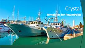  Presentation with canal - Cool new slide deck with trawlers-moored-on-canal backdrop and a light gray colored foreground