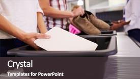  Presentation with airport security - Audience pleasing slides consisting of tray for airport security backdrop and a dark gray colored foreground