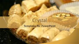  Presentation with mediterranean - Colorful slide deck enhanced with tray-of-baklava-middle-eastern backdrop and a yellow colored foreground