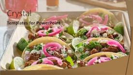  Presentation with tacos - Slide set enhanced with tray-of-carne-asada-tacos background and a coral colored foreground