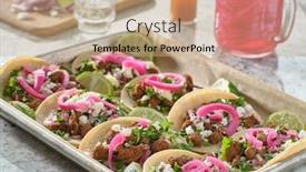  Presentation with tacos - Amazing presentation design having tray-of-carne-asada-tacos backdrop and a coral colored foreground
