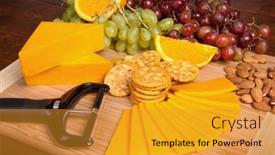  Presentation with cheddar - Theme with tray-of-cheese-and-fruit background and a gold colored foreground