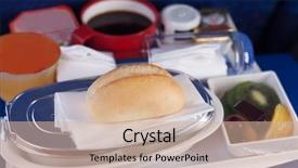 Presentation with plane - Slide deck with tray of food on the plane focus on a bun background and a soft green colored foreground