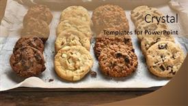  Presentation with chocolate chip cookie - PPT theme enhanced with tray of fresh baked cookie background and a coral colored foreground