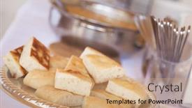  Presentation with italian - Amazing slide deck having tray-of-fresh-made-italian backdrop and a coral colored foreground