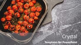  Presentation with cherry - Presentation with tray-of-roasted-red-cherry background and a  colored foreground