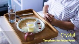  Presentation with medicine - Audience pleasing PPT theme consisting of tray with apple and medicine backdrop and a tawny brown colored foreground