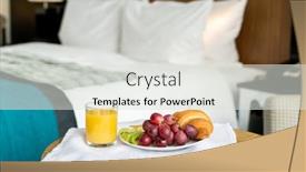  Presentation with bed hotel - Audience pleasing PPT theme consisting of tray-with-breakfast-standing backdrop and a light gray colored foreground