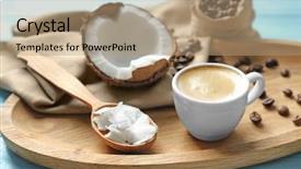  Presentation with nut - Cool new theme with tray with cup of tasty backdrop and a coral colored foreground