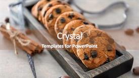  Presentation with chocolate chip cookie - Beautiful slides featuring tray with delicious oatmeal cookie backdrop and a red colored foreground