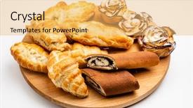  Presentation with bakery - Colorful slide deck enhanced with tray with different bakery product backdrop and a  colored foreground