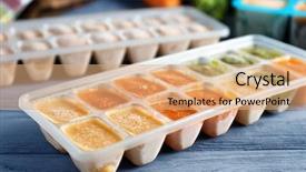  Presentation with ice frozen - Cool new presentation with tray with frozen vegetable puree backdrop and a coral colored foreground