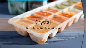  Presentation with ice frozen - Audience pleasing slides consisting of tray with frozen vegetable puree backdrop and a coral colored foreground