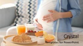  Presentation with healthy breakfast - Slide deck enhanced with tray with healthy breakfast background and a coral colored foreground