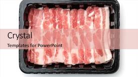  Presentation with water top view of amazon - Presentation theme featuring tray with raw sliced bacon background and a coral colored foreground