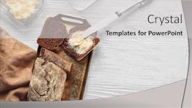  Presentation with beer - Presentation theme having tray with sliced loaf of beer bread on table background and a light gray colored foreground